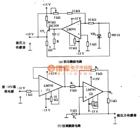 Pressure sensor excitation circuitry diagram
