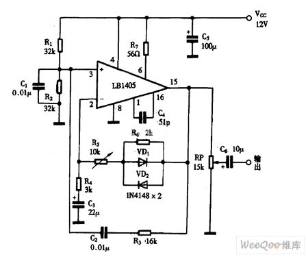 Using LB1405 as the audio signal amplifier circuit diagram