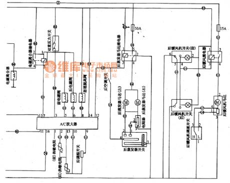 Shenyang JinBei SY6480 light car air conditioning amplifier，back evaporator，back warm braw circuit diagram