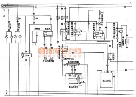Shenyang JinBei SY6480 light car singal light，radio cassette player，warm braw, former air conditioner circuit diagram