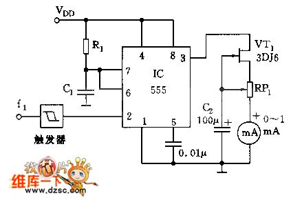 555 Gauge Head Frequency Meter Circuit