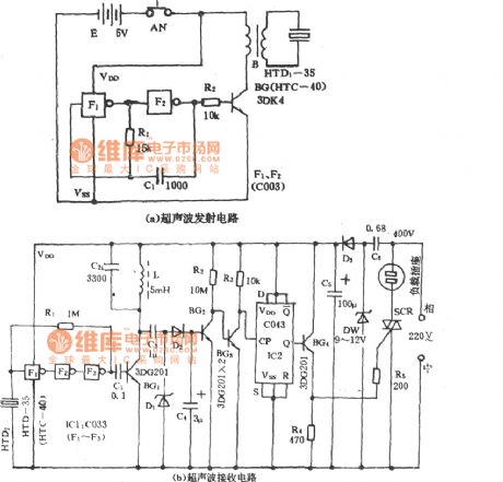 Fan ultrasonic remote control switch circuit