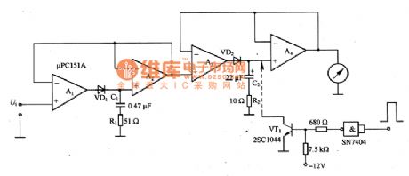 Peak value hold circuit diagram composed of μPC151A