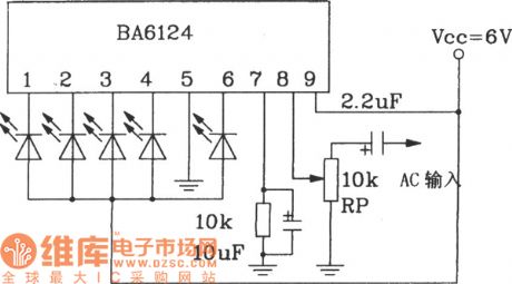 BL6124 5-bit LED level meter driver IC basic application circuit