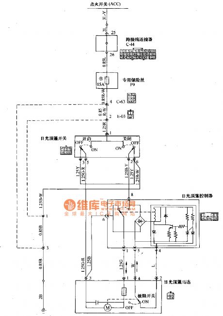 Mitsubishi Pagerlo light off-road vehicle ceiling motor connection circuit diagram
