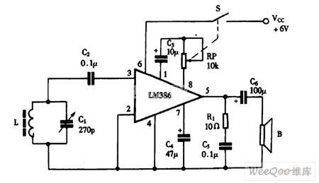 Using LM386 as single-chip radio circuit diagram