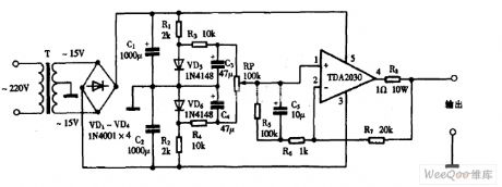 Using TDA as positive and negative voltage single-supply circuit diagram