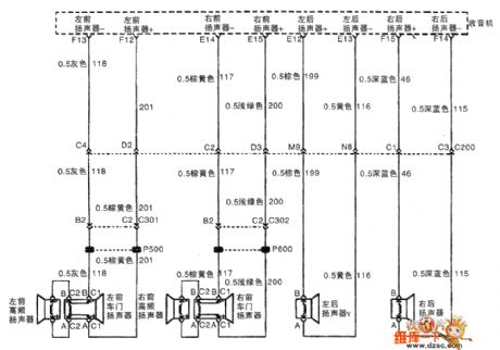 Shanghai GM BUICK commercial vehicle(GL8) audio system loudspeaker system RPOUQ3 circuit diagram