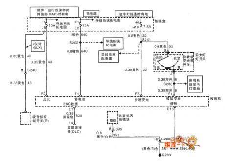 Shanghai GM BUICK commercial vehicle(GL8) audio system power supply and radio circuit diagram