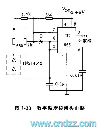 555 Digital temperature sensor header circuit