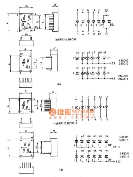 BSR (G) series of LED symbol display appearance circuit diagram