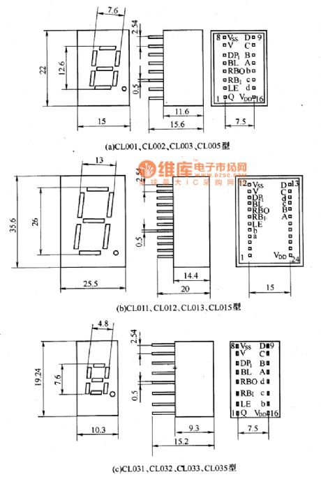 BCD code LED digital display components appearance circuit diagram