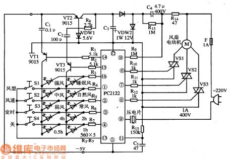 PC2122 Fan single chip microcomputer integrated circuit diagram