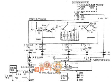 Buick Century car windscreen wiper-washer system circuit diagram