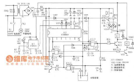 The electrical principle circuit diagram of soymilk