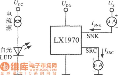 Measuring white brightness circuit diagram composed of LX1970 visible light sensor