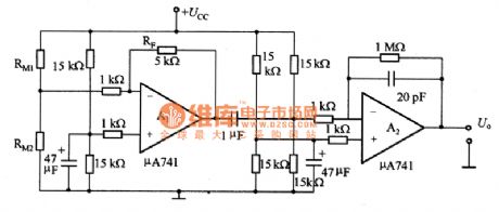 Weak signal amplifier circuit diagram composed of magnetosensitive resistance