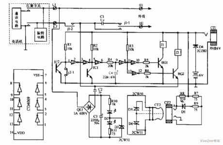Preventing outside lines telephone circuit diagram