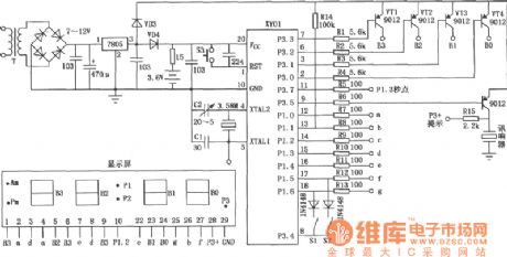 LED electronic clock circuit diagram with six functions