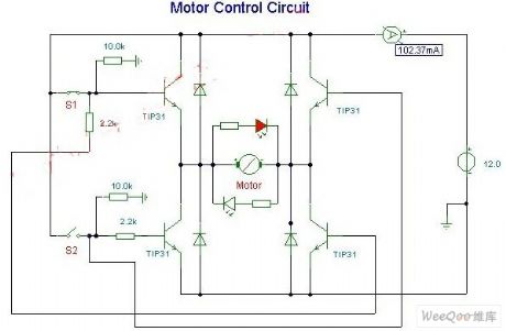 Reversible DC motor control drive circuit diagram