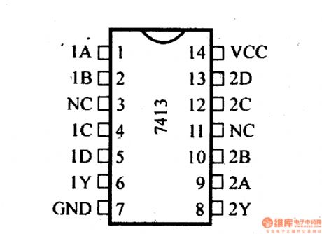 74 series digital circuit of 7413 74LS13 dual 4 input nand gate