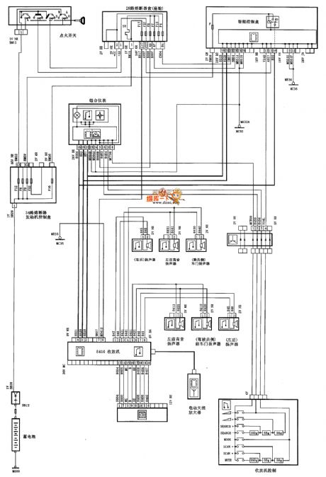 Dongfeng Citroen Picasso(2.0L) saloon car radio and tape player circuit diagram
