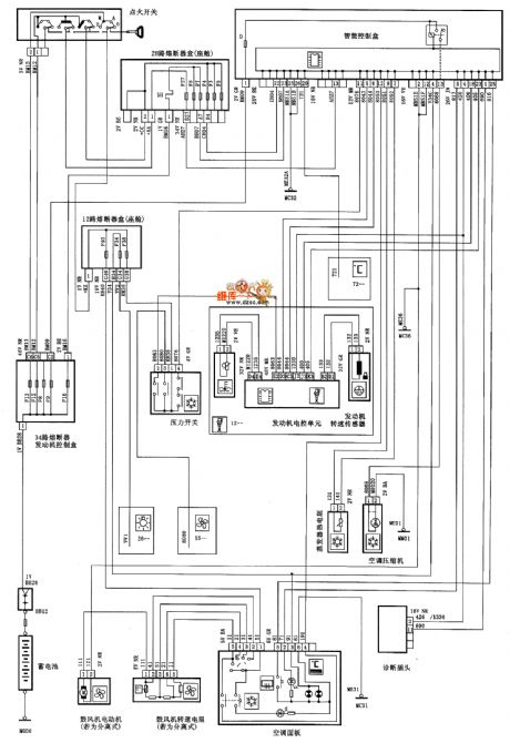 Dongfeng Citroen Picasso(2.0L) saloon car air conditioning circuit diagram
