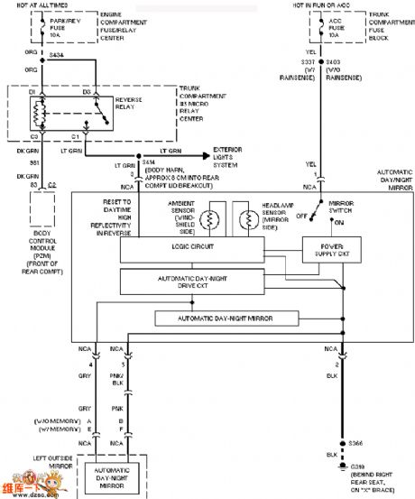 Cadillac electrothermal rearview mirror circuit diagram