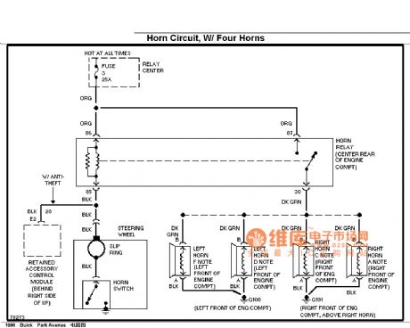 Buick speakers circuit diagram (Four horn)