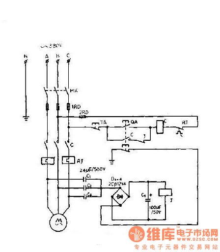 A power-saving three-phase asynchronous motor-phase protection device