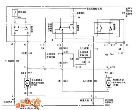 Buick left and right engine coolant fan control circuit diagram
