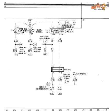 Audi A6 saloon car 2.4L/2.8L engine control system circuit diagram seven