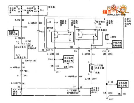 Buick HVAC and A/C compressor magnetic valve control circuit diagram