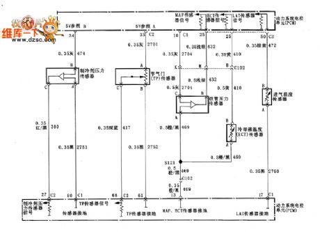 Buick A/C pressure sensor、TP、MAP control circuit diagram