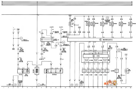 Audi A6 saloon car 2.4L/2.8L engine control system circuit diagram one