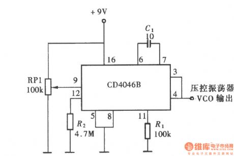 Limited frequency oscillator composed of CD4046
