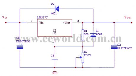 LM317 integrated regulator circuit