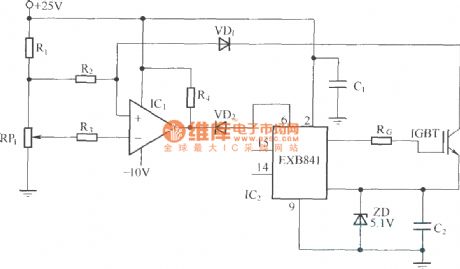 Protection circuit using the principle of UCE increasing in IGBT overcurrent