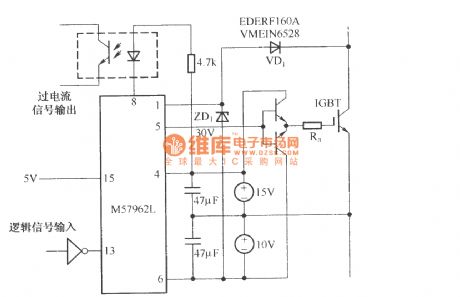 M57962L driving high power IGBT module typical circuit