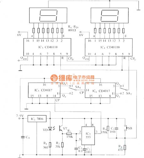 Digital display type photoelectric counting circuit diagram 2