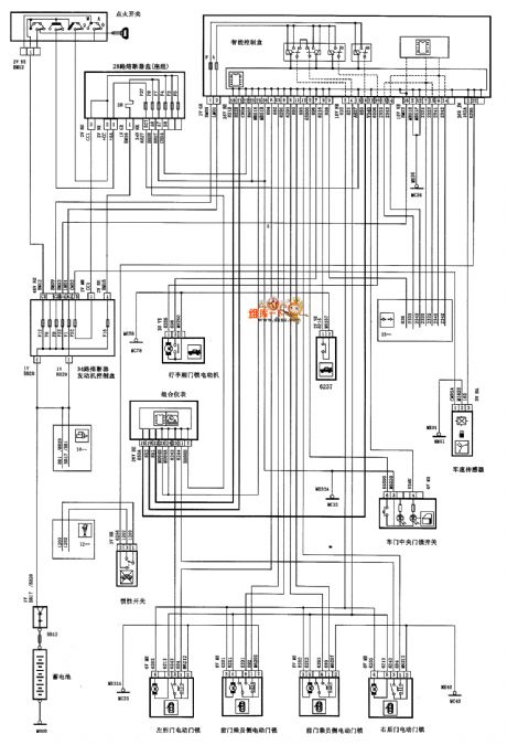 Dongfeng Citroen Picasso(2.0L) saloon car central door lock circuit diagram