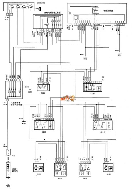 Dongfeng Citroen Picasso(2.0L) saloon car back door motor-driven car window circuit diagram