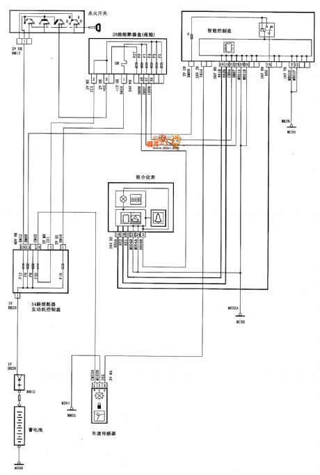 Dongfeng Citroen Picasso(2.0L) saloon car overspeed warning circuit diagram