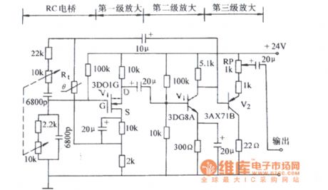 Field effect transistor RC bridge oscillation circuit