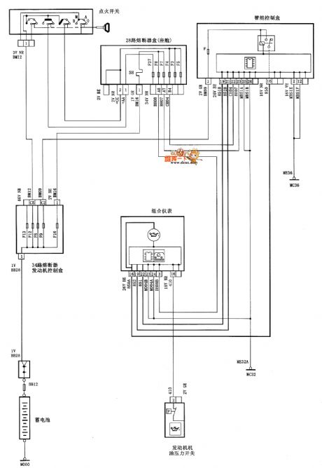 Dongfeng Citroen Picasso(2.0L) saloon car engine machine oil pressure circuit diagram