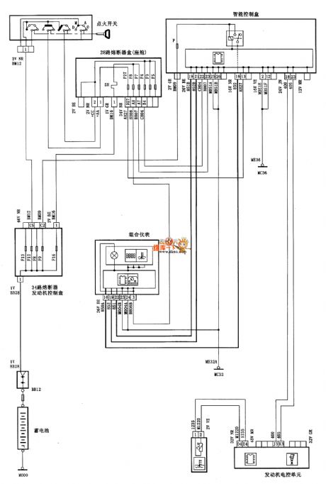 Dongfeng Citroen Picasso(2.0L) saloon car engine water temperature circuit diagram
