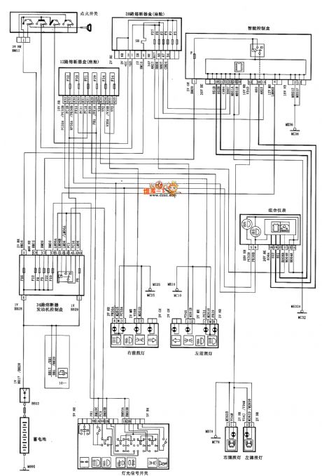 Dongfeng Citroen Picasso(2.0L) saloon car headlamp circuit diagram