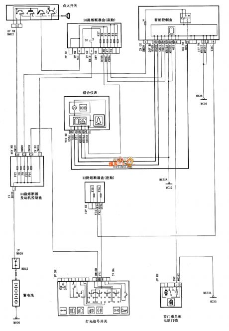 Dongfeng Citroen Picasso(2.0L) saloon car warning circuit diagram for not turning off the car light