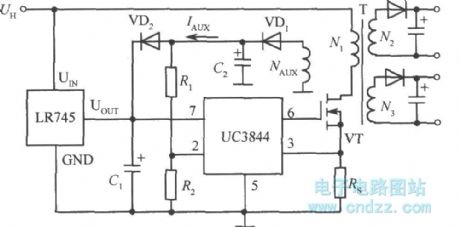 The integrated chip LR745 application case circuit of switching regulated power supply start-up circuit