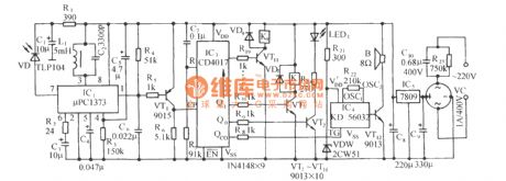 Pulse dialing nine-way infrared remote control circuit diagram (LR40992, μPC1373)